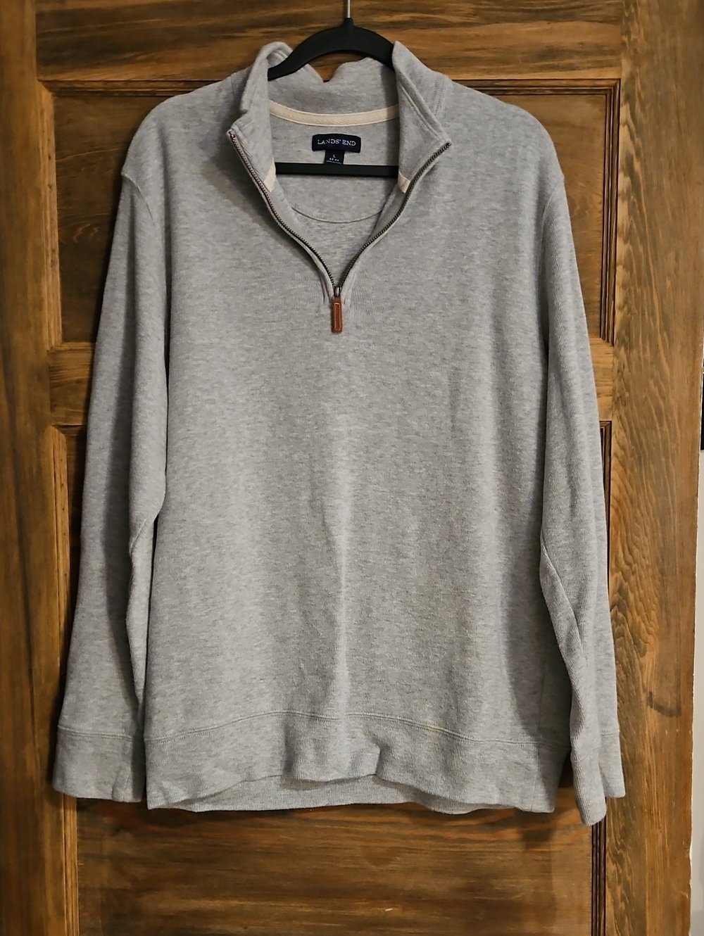 Lands' End Men's Light Gray Half-Zip Pullover Sweater